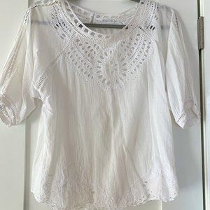 Club Monaco White, Lace Blouse, Size Med